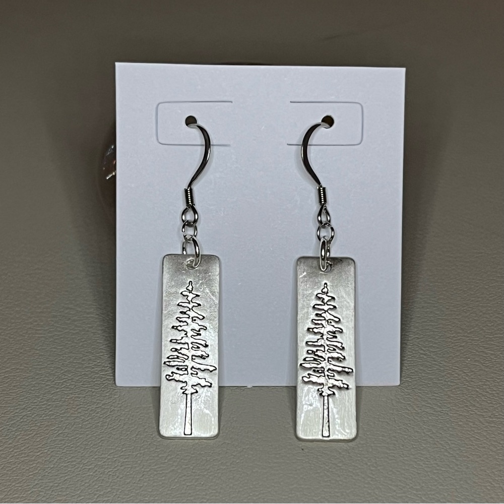 Handmade Silver Tree Earrings - Stainless Steel - Nickel Free